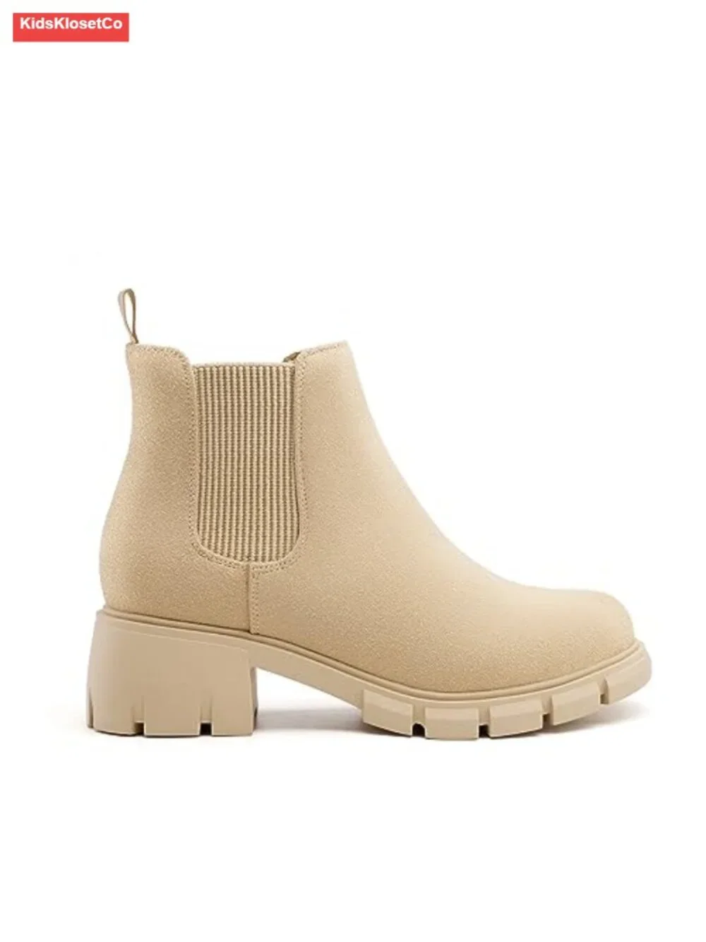 Girls Ankle Boots Chunky Chelsea Booties Leather Suede Non-Slip Pull-On